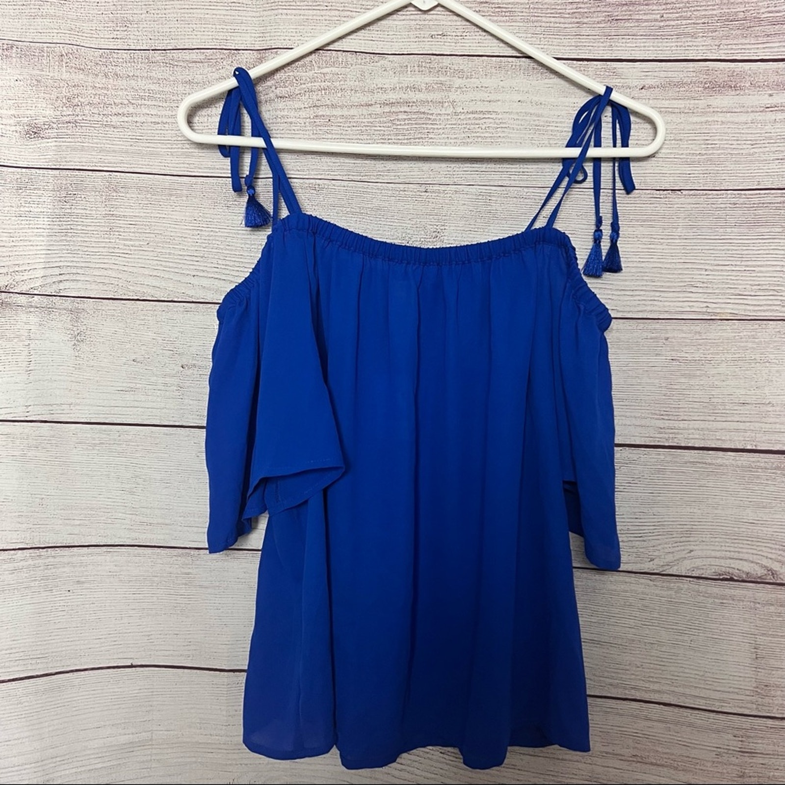 J.Crew Women's Blue Cold Shoulder Top Size 6